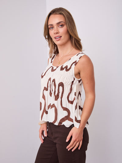 JOEY TOP - WHITE/BROWN