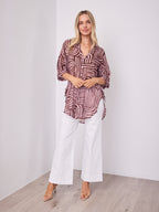 SHANI SHIRT - PINK/CHOCOLATE