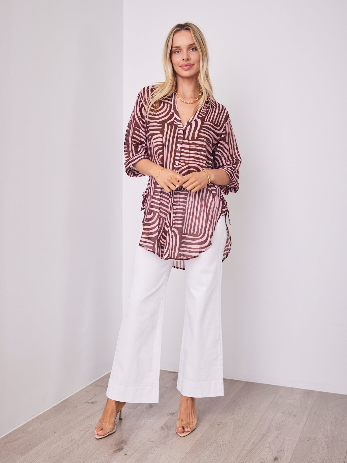 SHANI SHIRT - PINK/CHOCOLATE