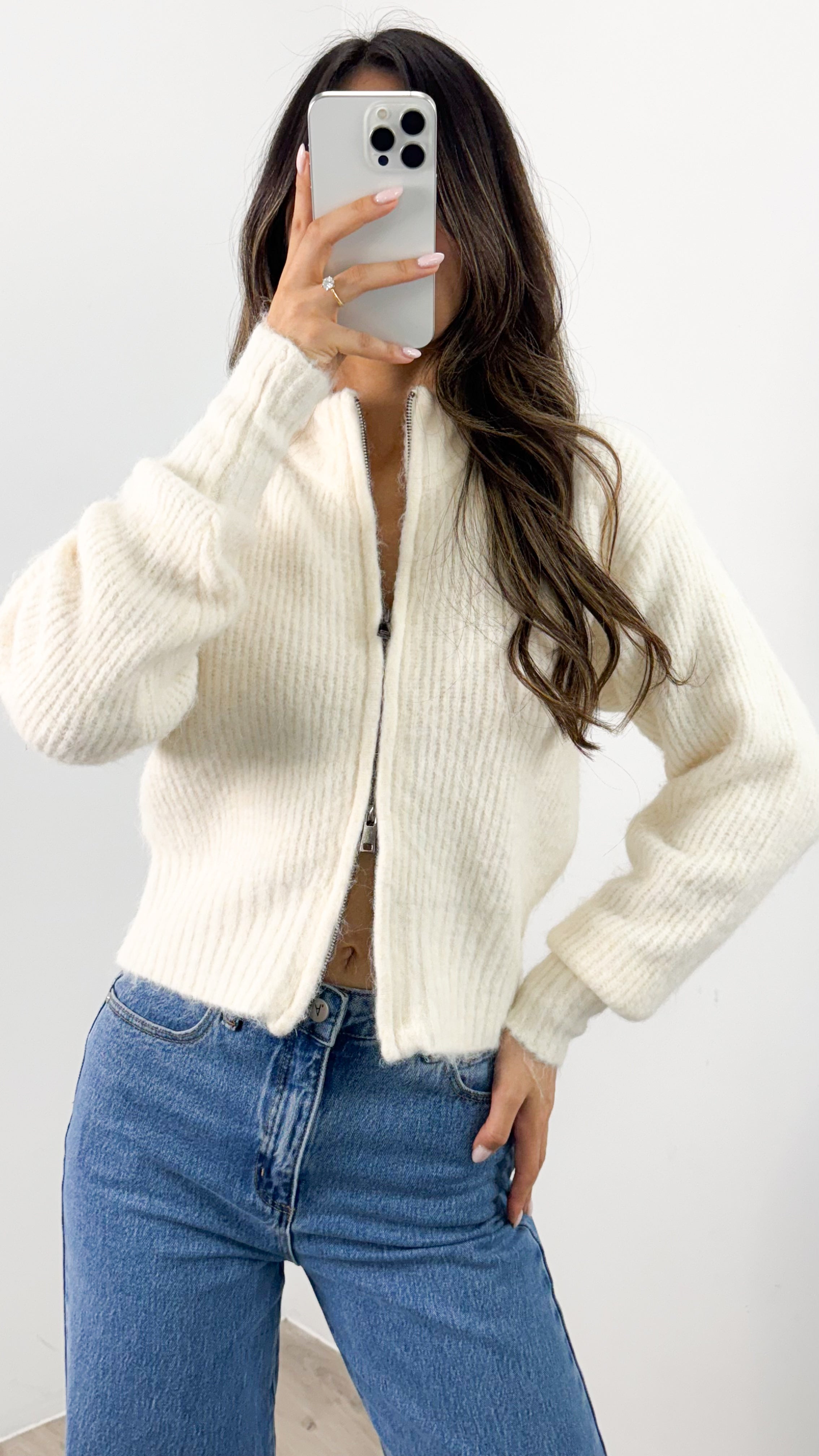 NOAH ZIP KNIT - CREAM