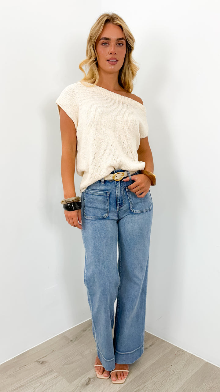 BETHENNY KNIT TOP - OFF WHITE