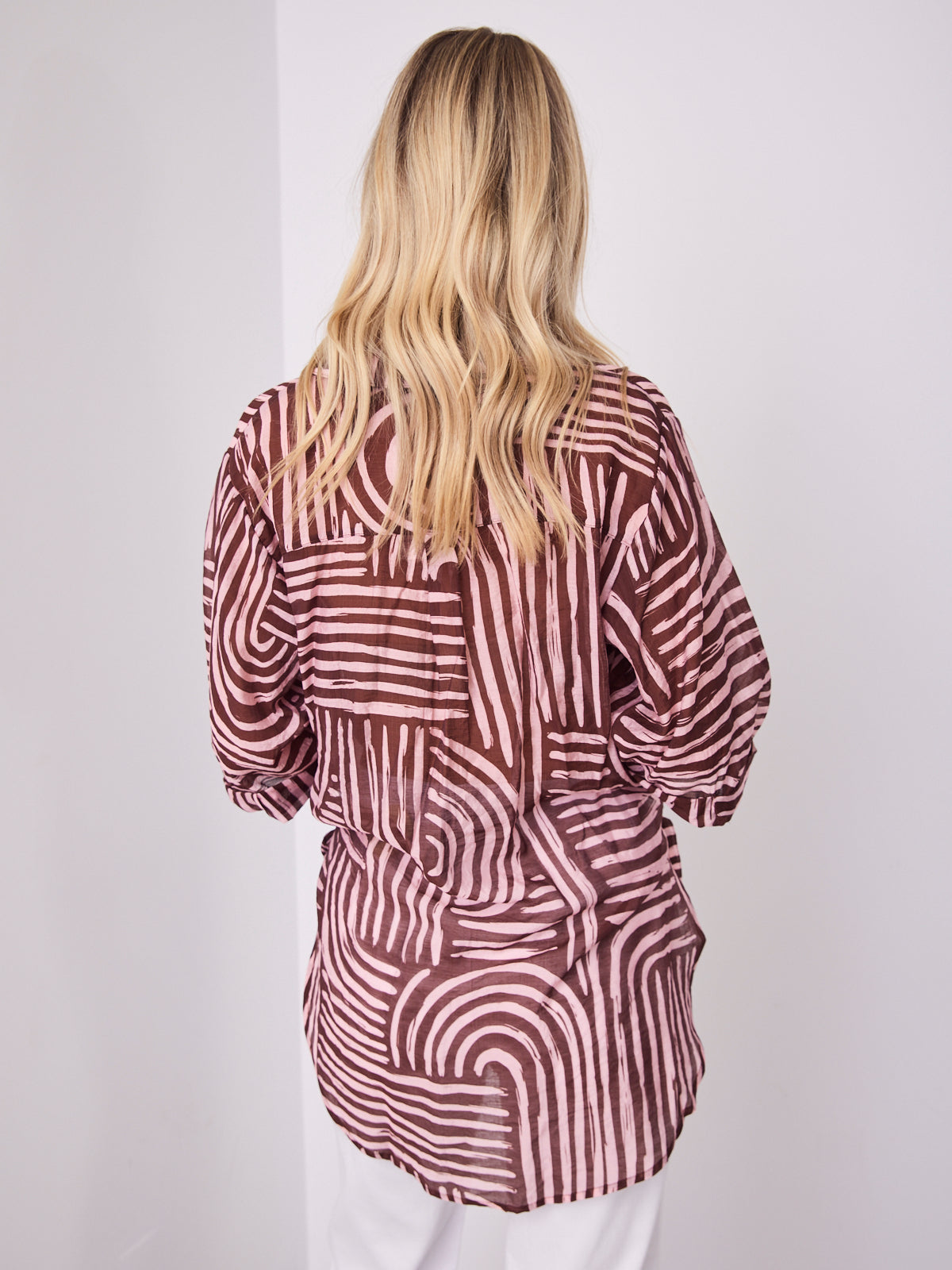 SHANI SHIRT - PINK/CHOCOLATE