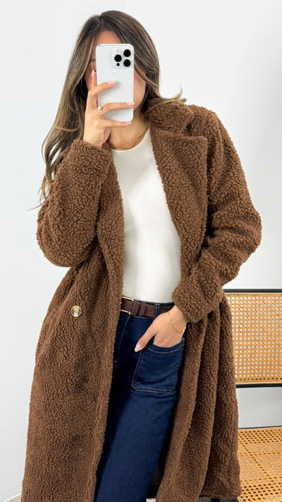 MARCO TEDDY COAT - CHOCOLATE