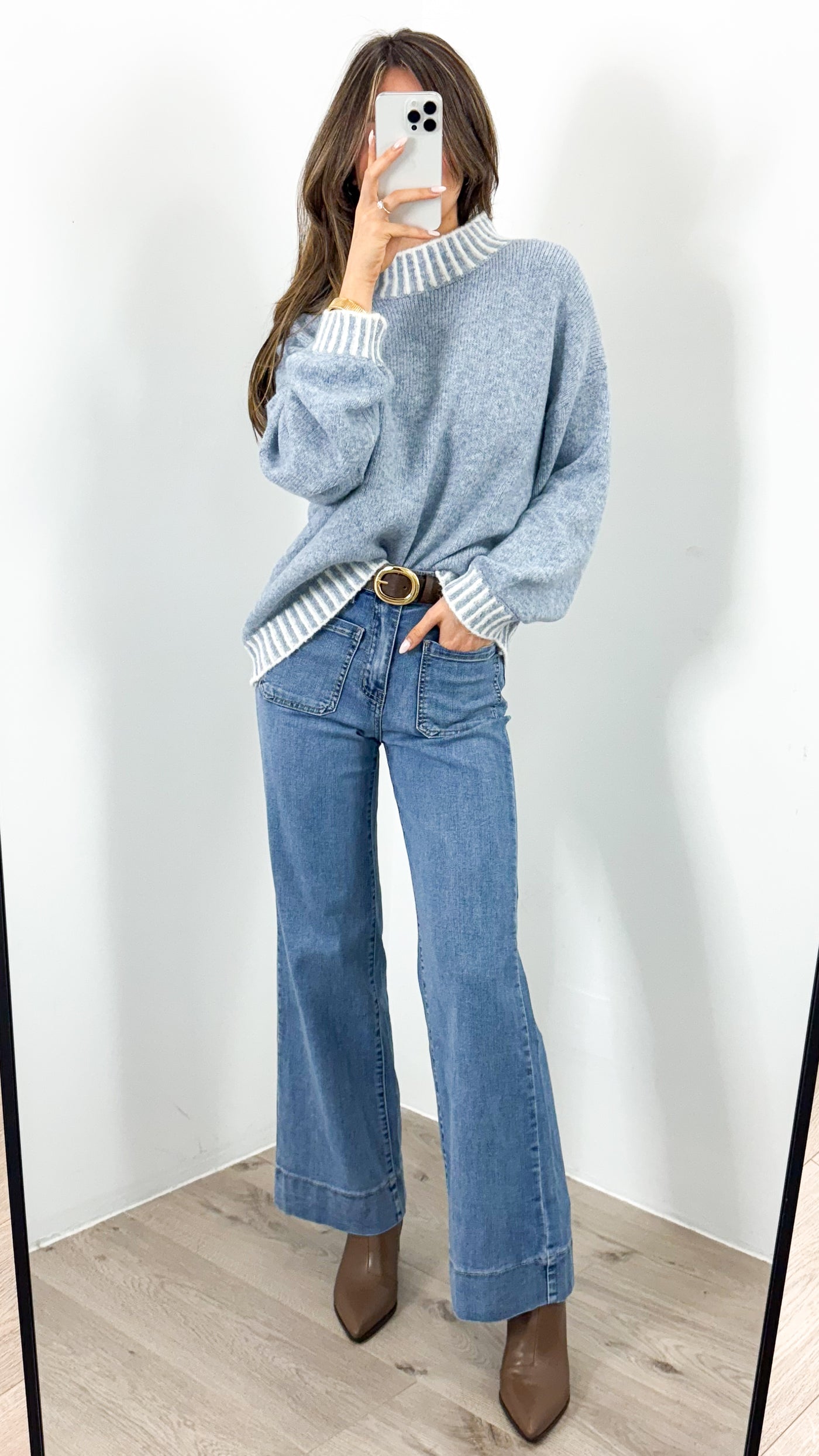 BESSIE STITCH KNIT - BLUE
