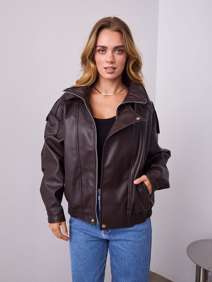 AXEL PU JACKET - CHOCOLATE