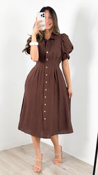 CASSANDRA DRESS - CHOCOLATE
