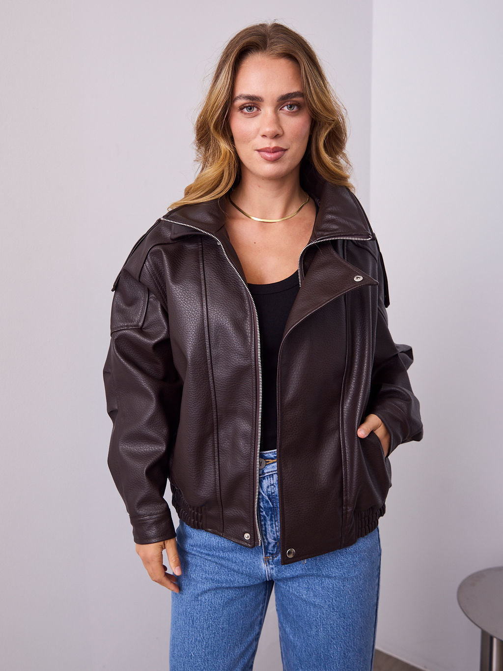 AXEL PU JACKET - CHOCOLATE