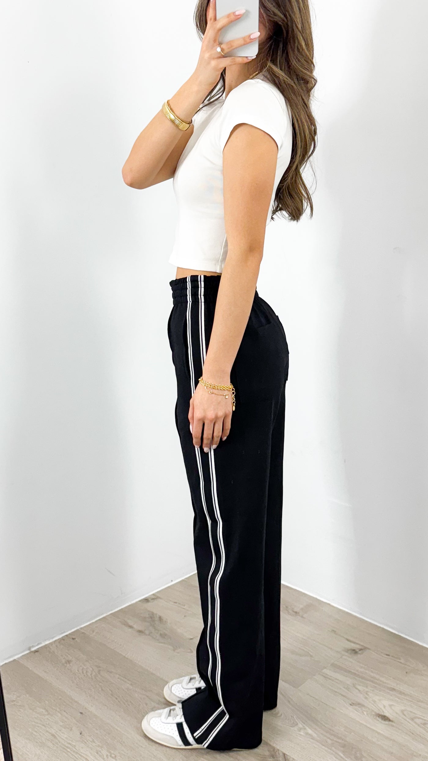 LUCAS STRIPE PANT - BLACK