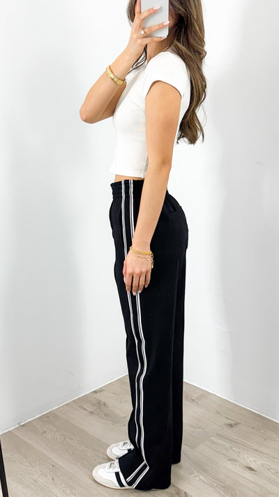 LUCAS STRIPE PANT - BLACK