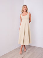 EVE DENIM DRESS - BEIGE