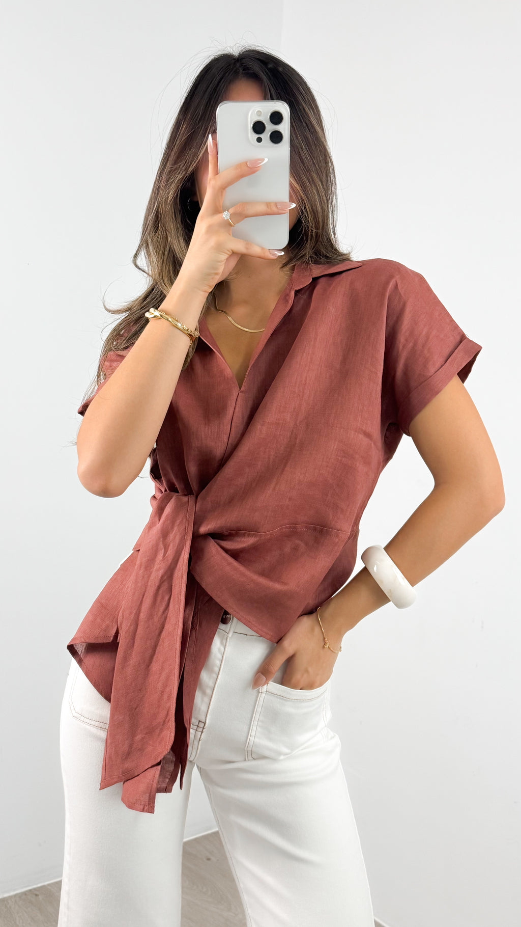 COMO LINEN SHIRT - CLAY