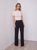 DALTON STRETCH JERSEY HIGH WAISTED STRAIGHT LEG PANT - BLACK