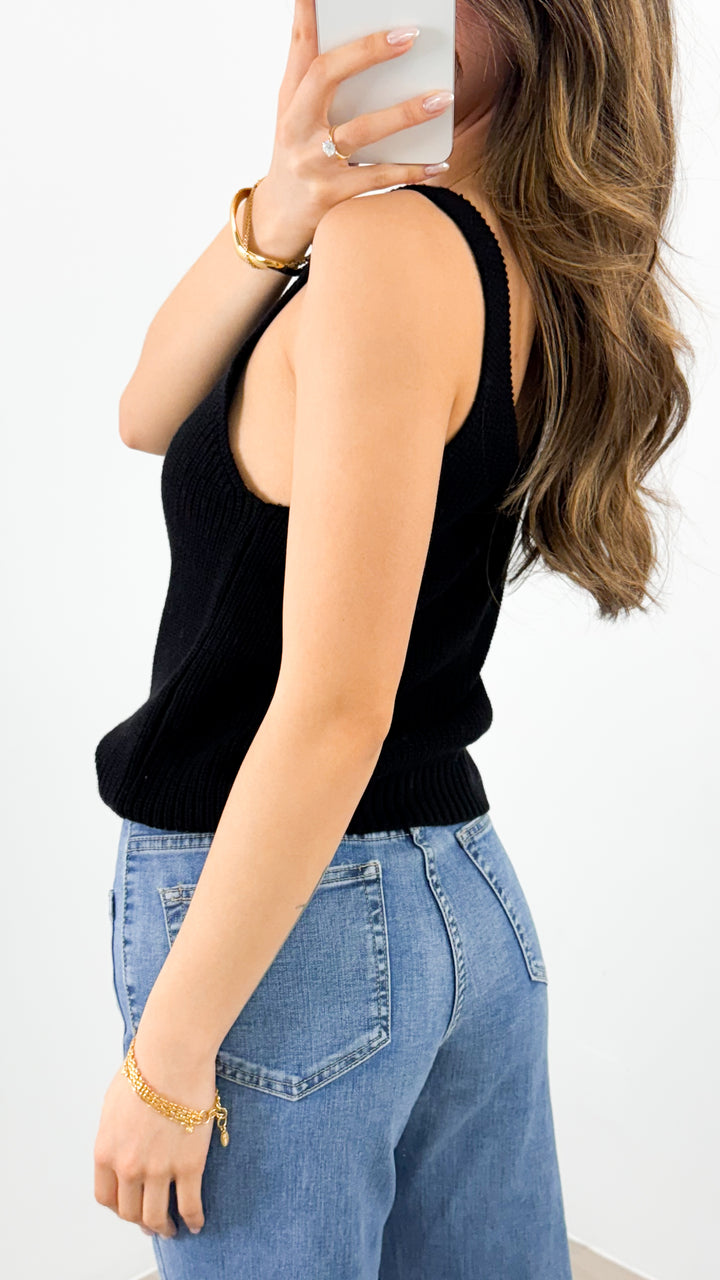 ANNIKA KNIT TANK TOP - BLACK