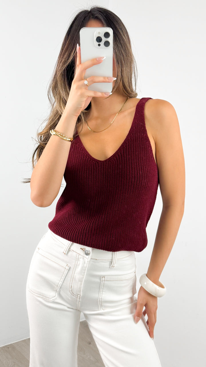 ANNIKA KNIT TANK TOP - WINE