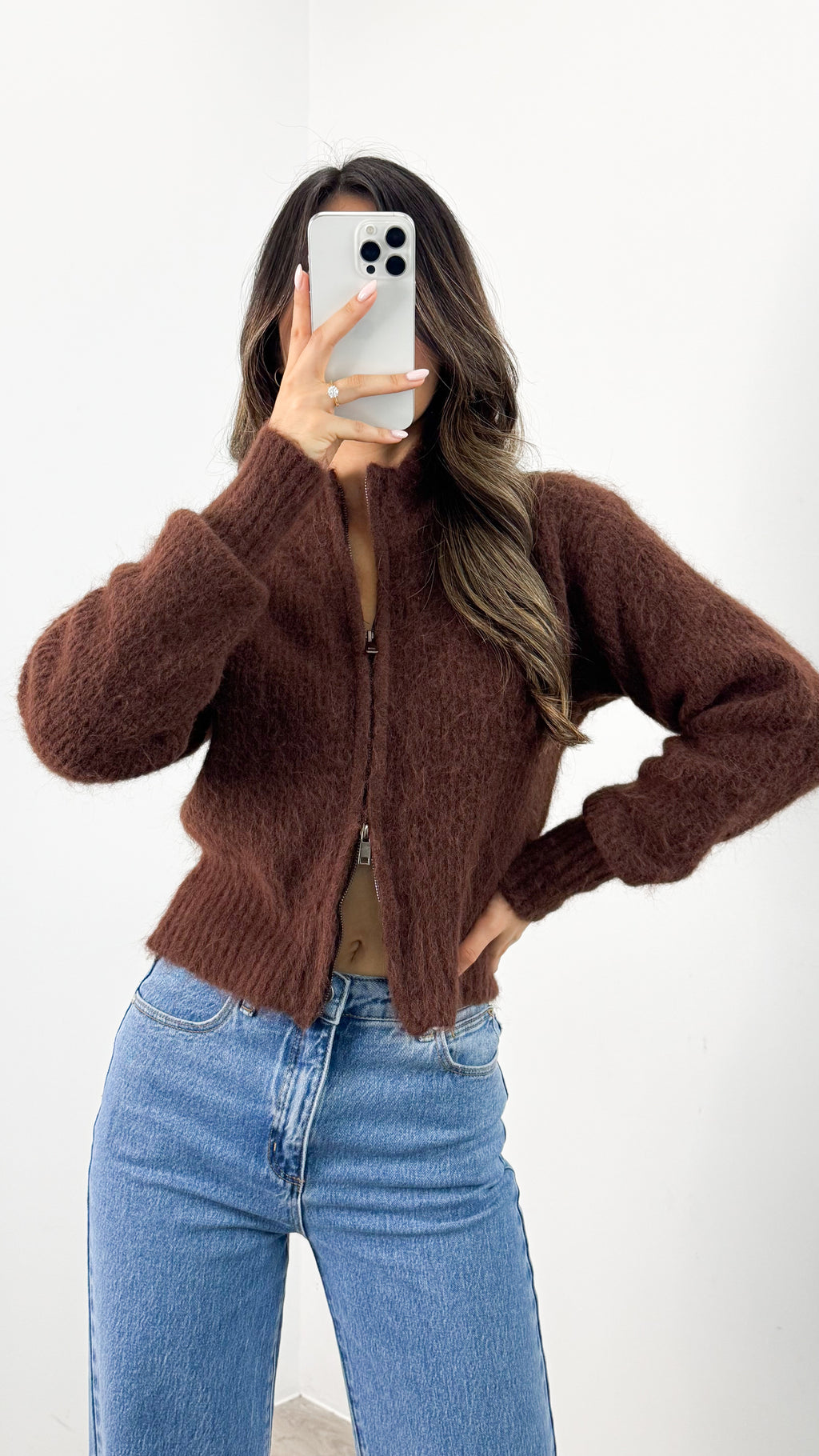 NOAH ZIP KNIT - CHOCOLATE