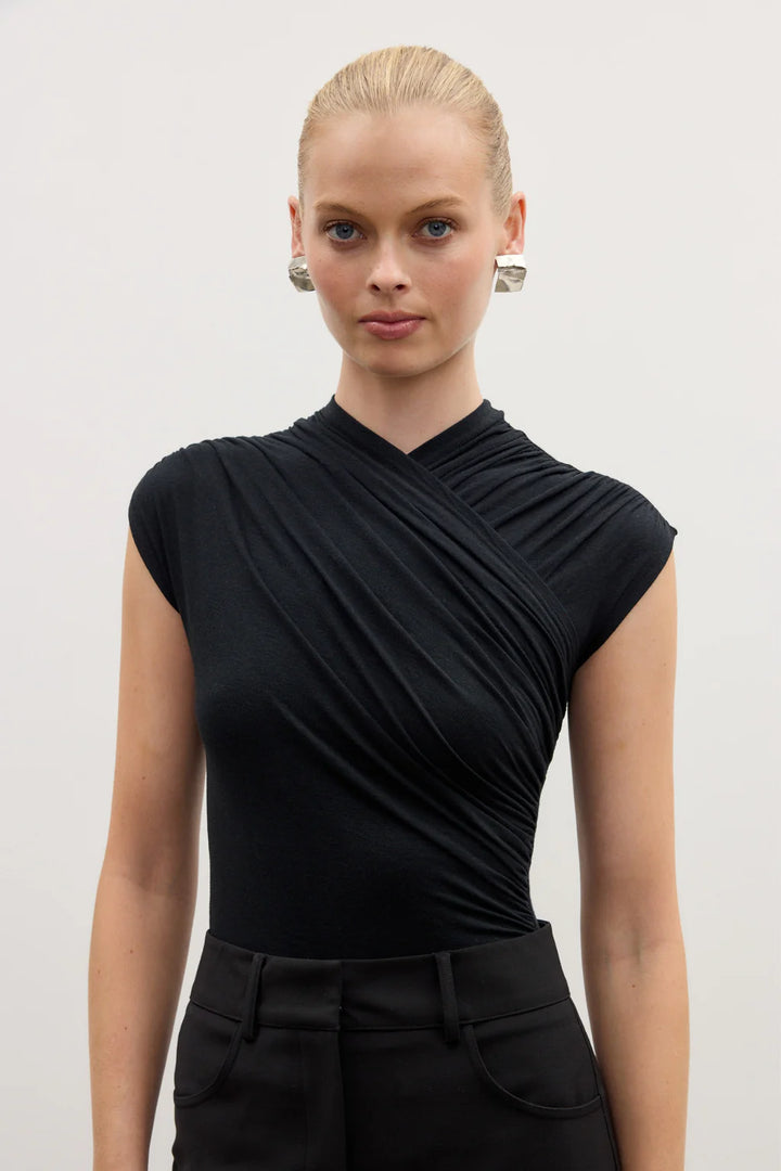 'BAYSE' AMRITA SLEEVELESS BODYSUIT - BLACK