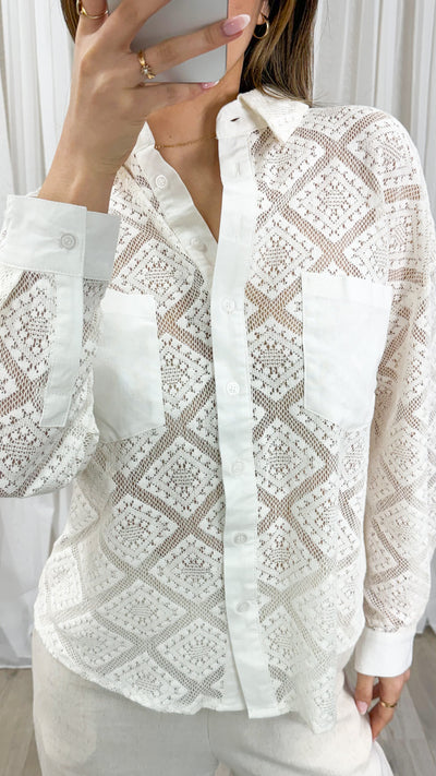 HAMPTON LACE SHIRT - WHITE