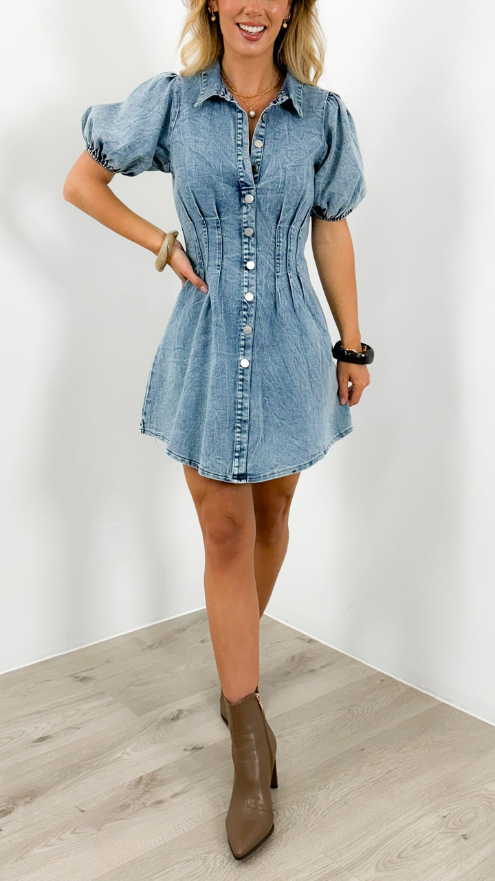 KRISTEN DENIM DRESS - BLUE