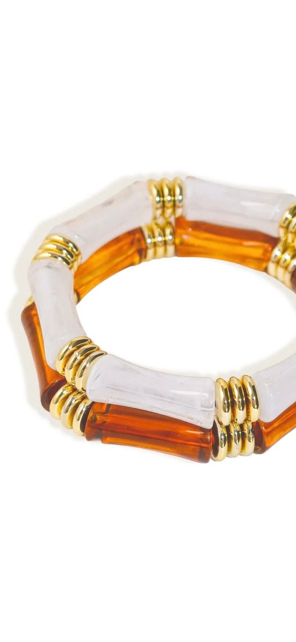 GLACE BAMBOO 2 SET BANGLES - BROWN/WHITE