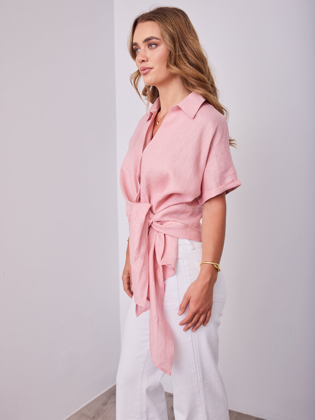 COMO LINEN SHIRT - DUSTY PINK