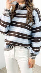 BESSIE STRIPE KNIT - CHOCOLATE/BLUE ( ETA end May )