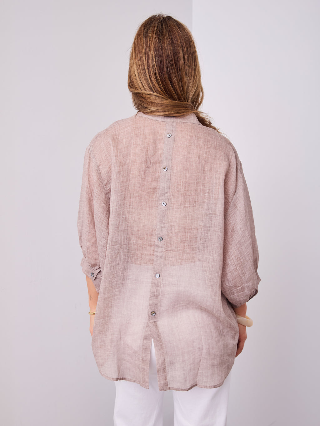 MARTA LINEN SHIRT - BISCUIT