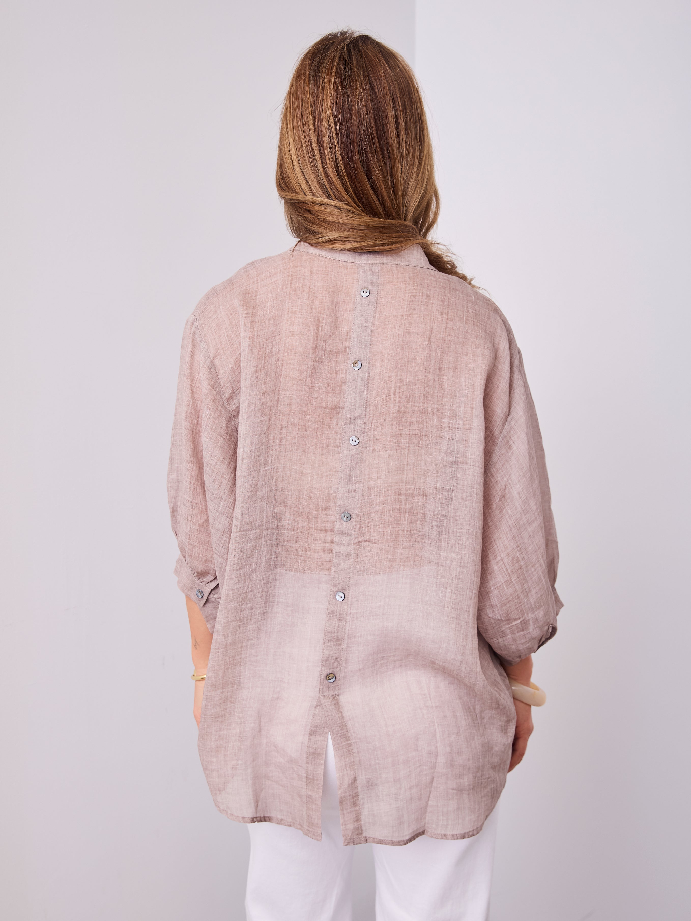MARTA LINEN SHIRT - BISCUIT
