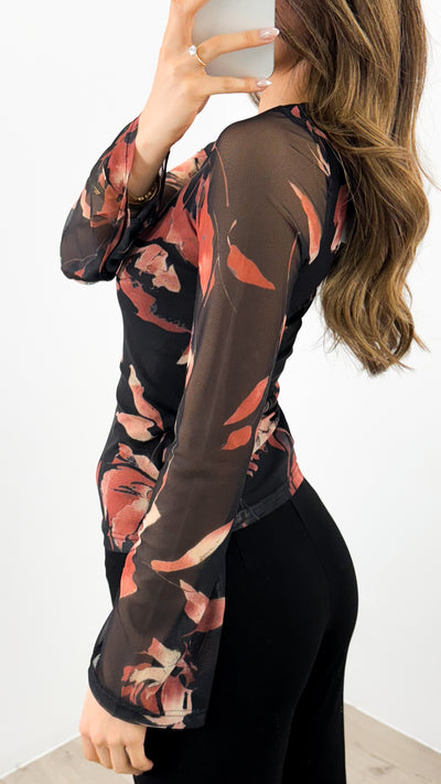 ESTELLE MESH TOP - BLACK