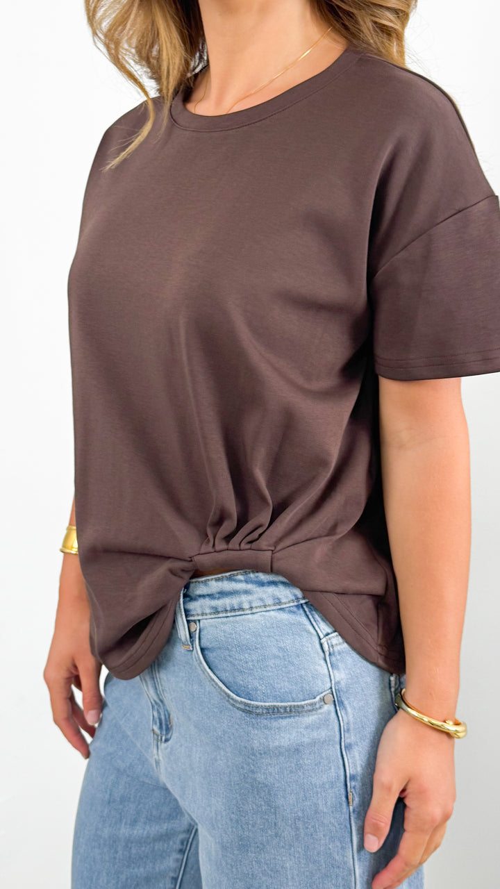 ESTHER EASY TUCK TEE - CHOCOLATE