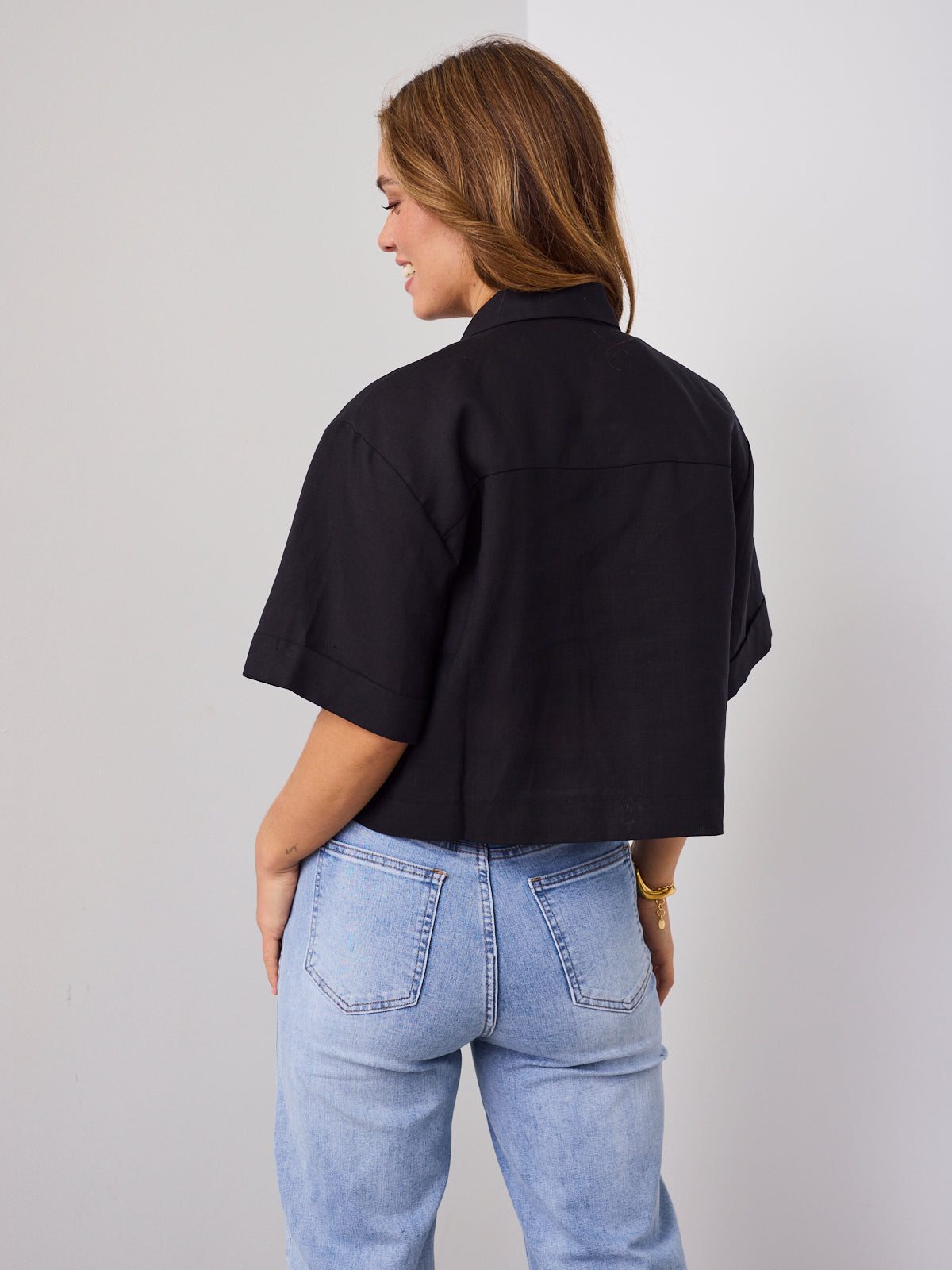 RODELL LINEN SHIRT - BLACK