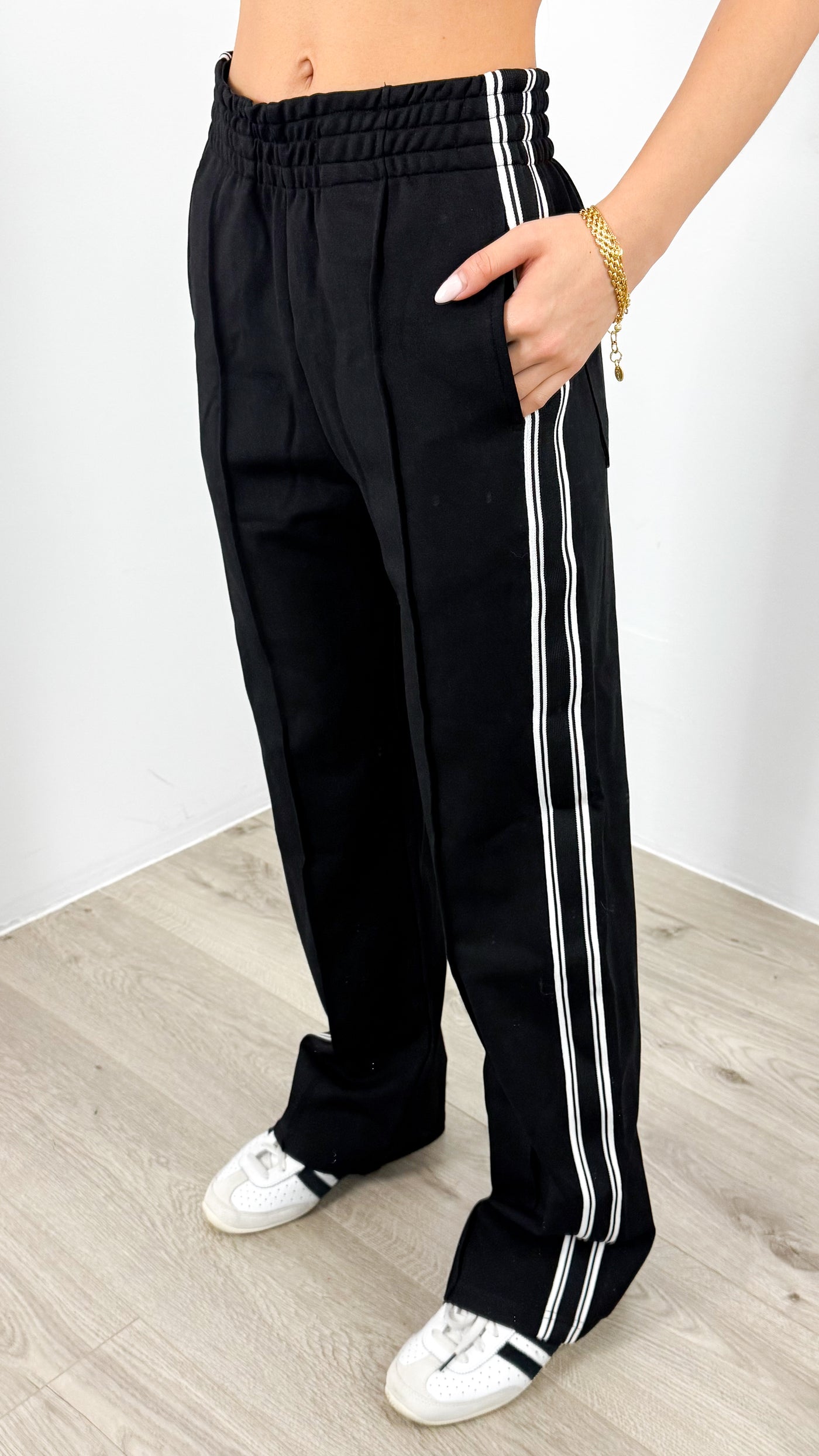 LUCAS STRIPE PANT - BLACK