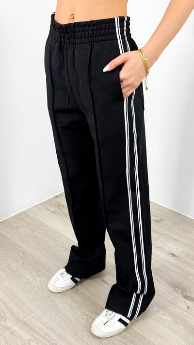 LUCAS STRIPE PANT - BLACK