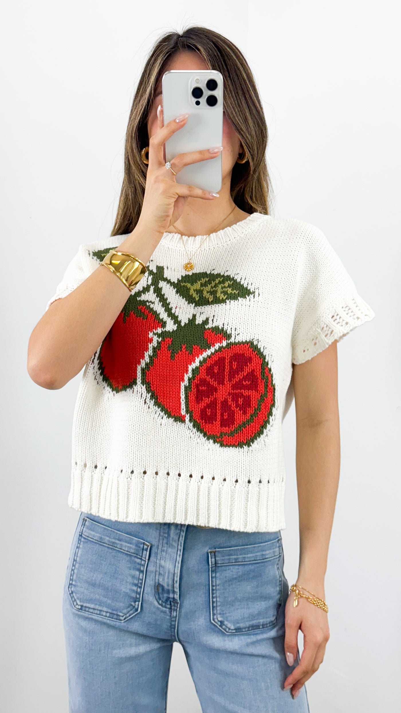 TOMATO KNIT TEE - WHITE