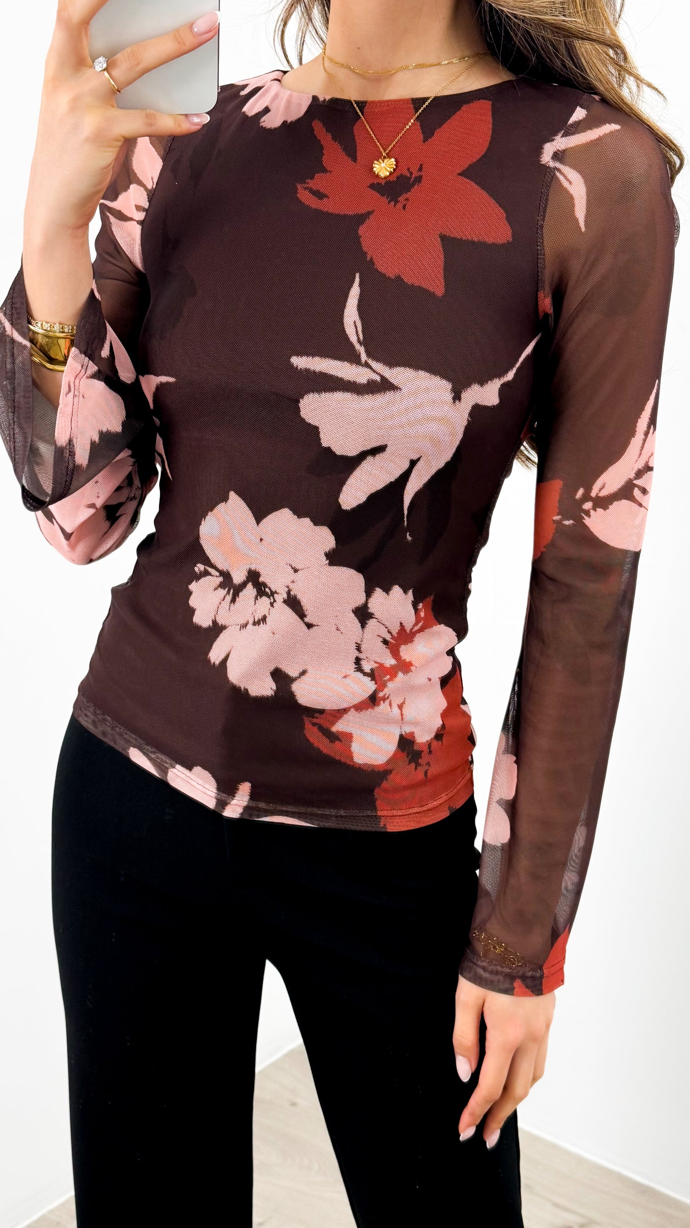 ESTELLE MESH TOP - PRINT