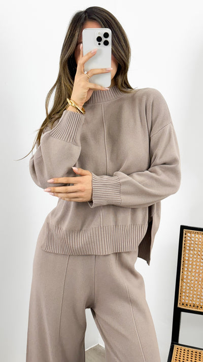 DELTA KNIT TOP - MUSHROOM