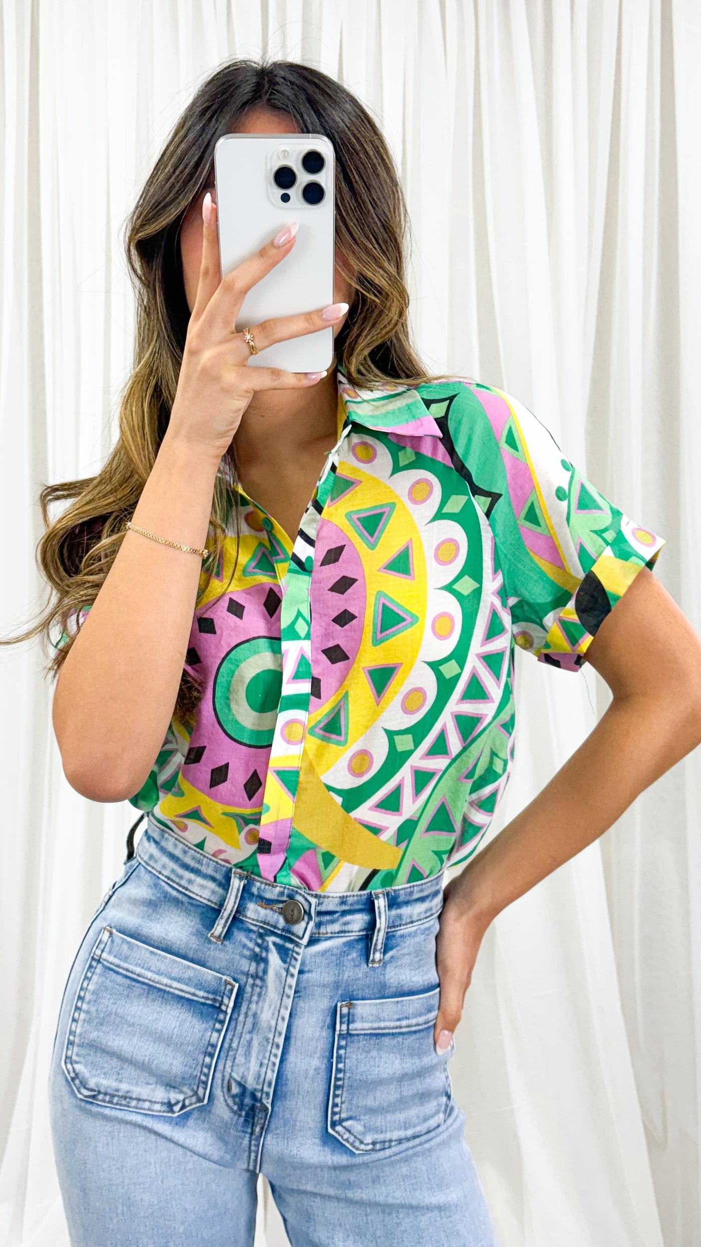 WINNIE BLOUSE - GREEN PRINT