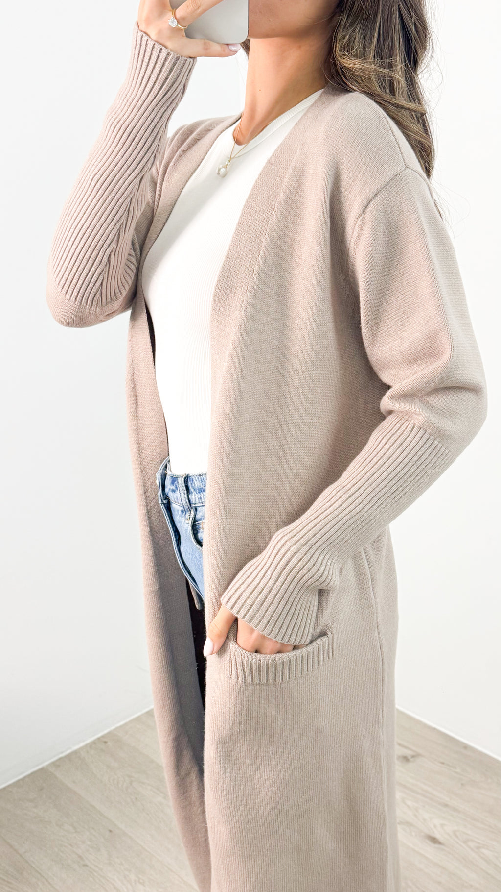 MAXWELL LONG CARDI - BEIGE