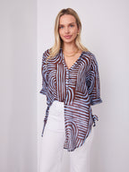SHANI SHIRT - BLUE/CHOCOLATE
