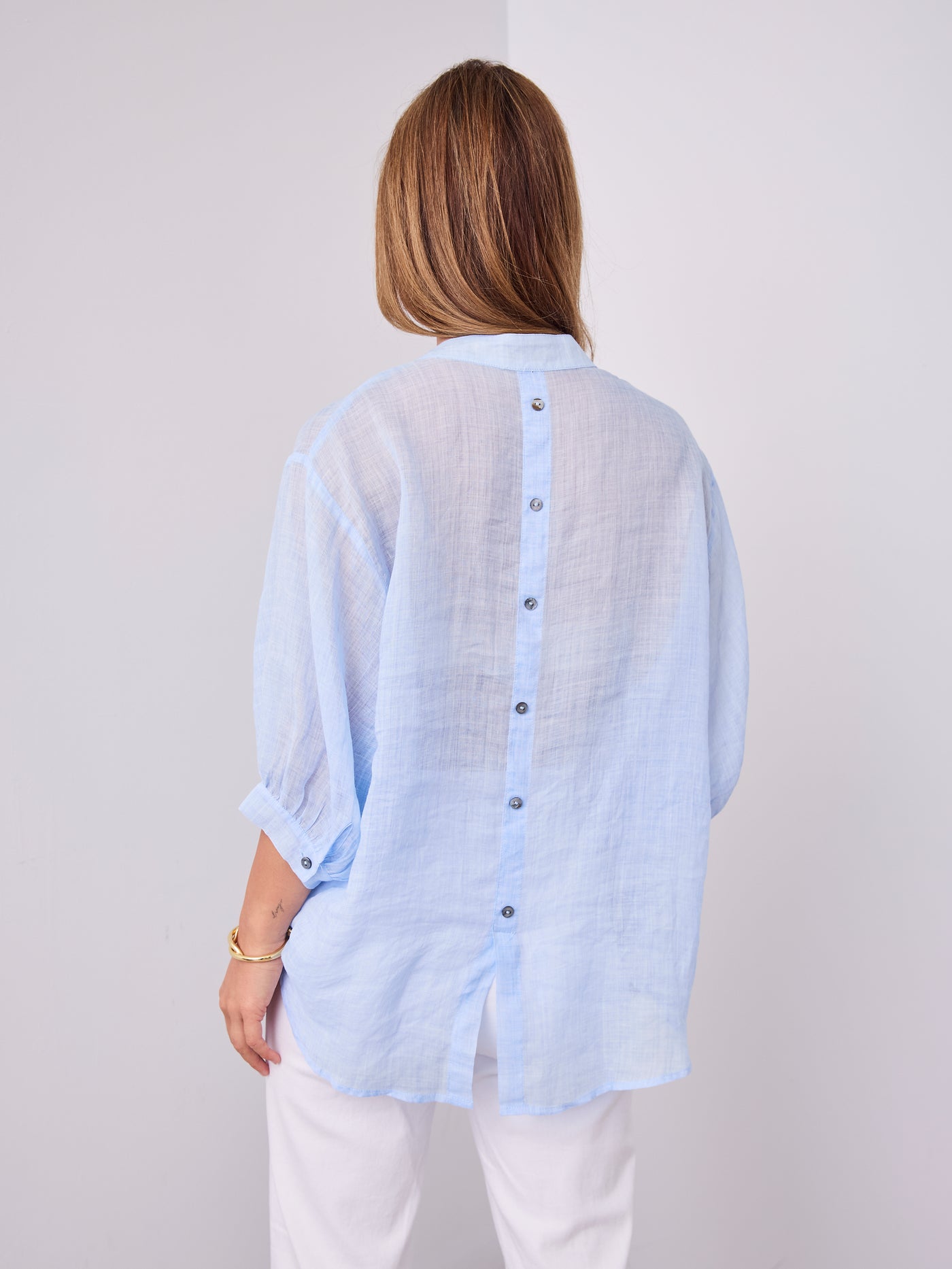 CATHY LINEN SHIRT - ICE BLUE