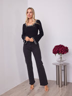 REID FITTED KNIT TOP - BLACK
