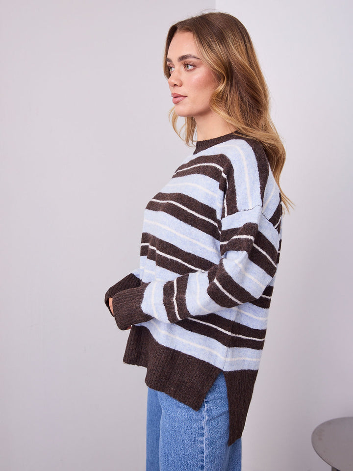 CHARLES KNIT - BLUE/CHOCOLATE