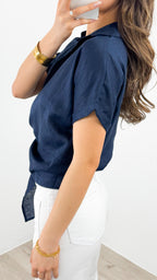 COMO LINEN SHIRT - NAVY