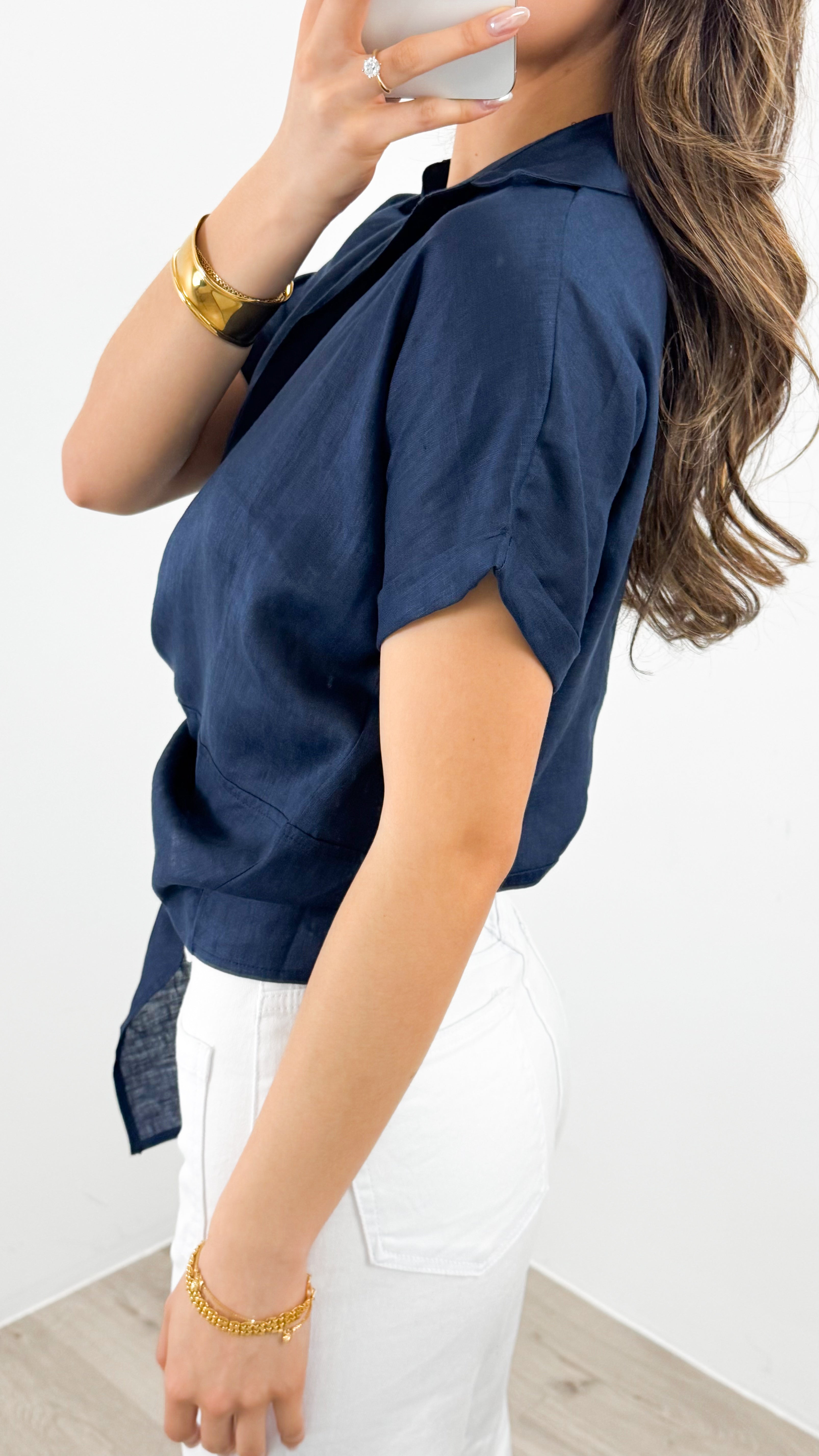 COMO LINEN SHIRT - NAVY