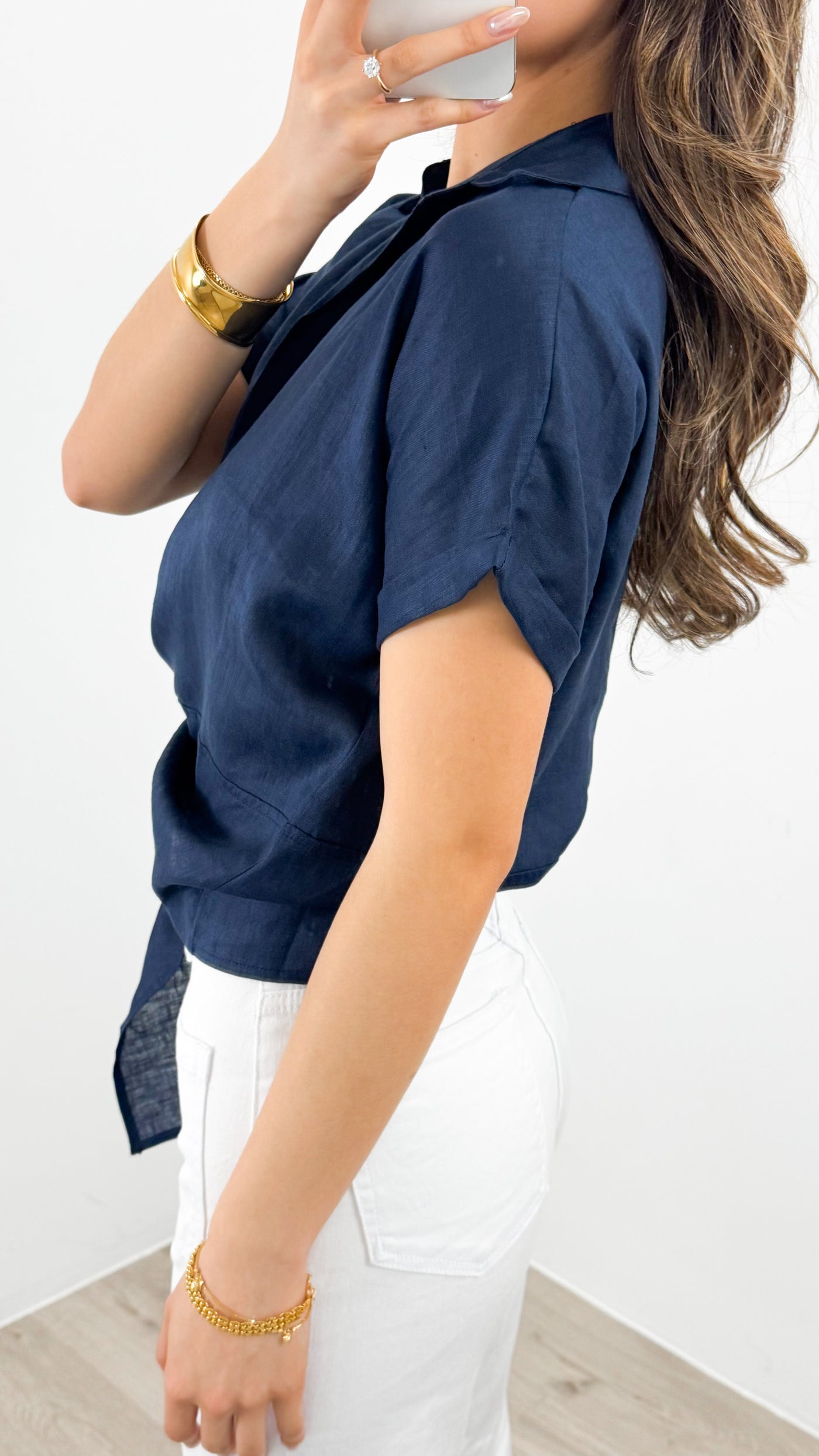 COMO LINEN SHIRT - NAVY