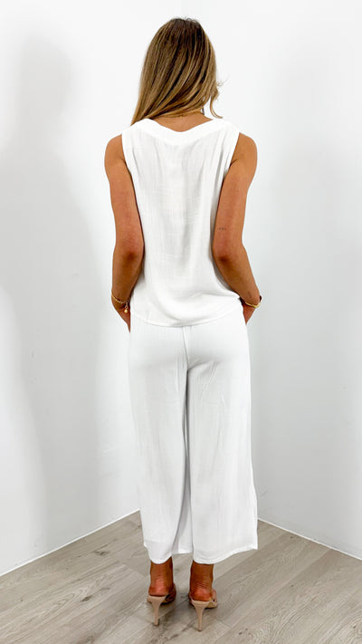CARMEL V NECK TOP - WHITE
