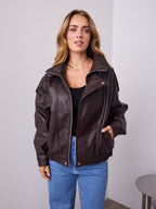 AXEL PU JACKET - CHOCOLATE