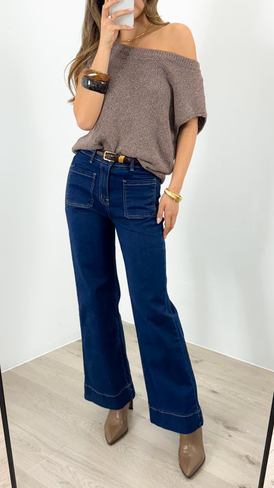 BETHENNY KNIT TOP - CHOCOLATE