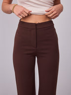DALTON STRETCH JERSEY HIGH WAISTED STRAIGHT LEG PANT - CHOCOLATE