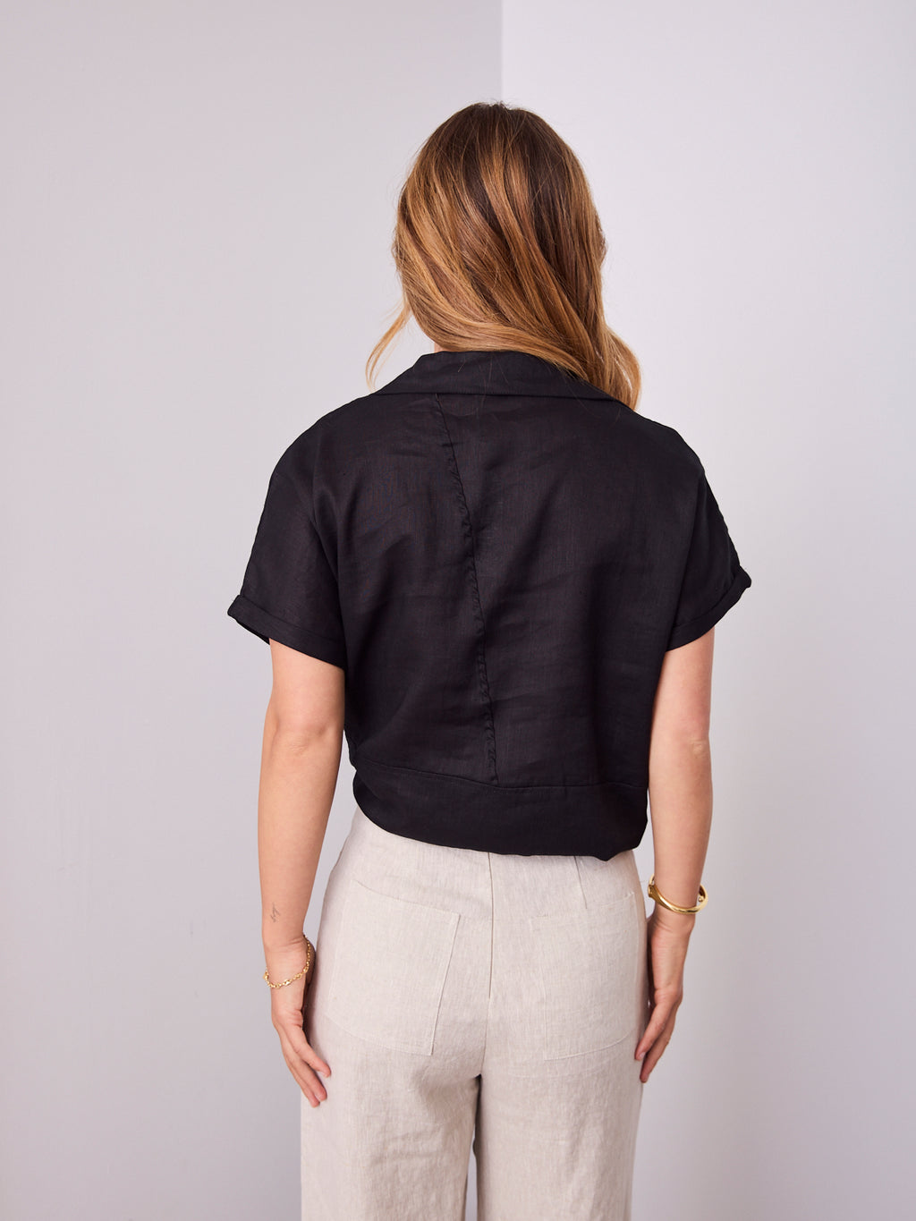 COMO LINEN SHIRT - BLACK