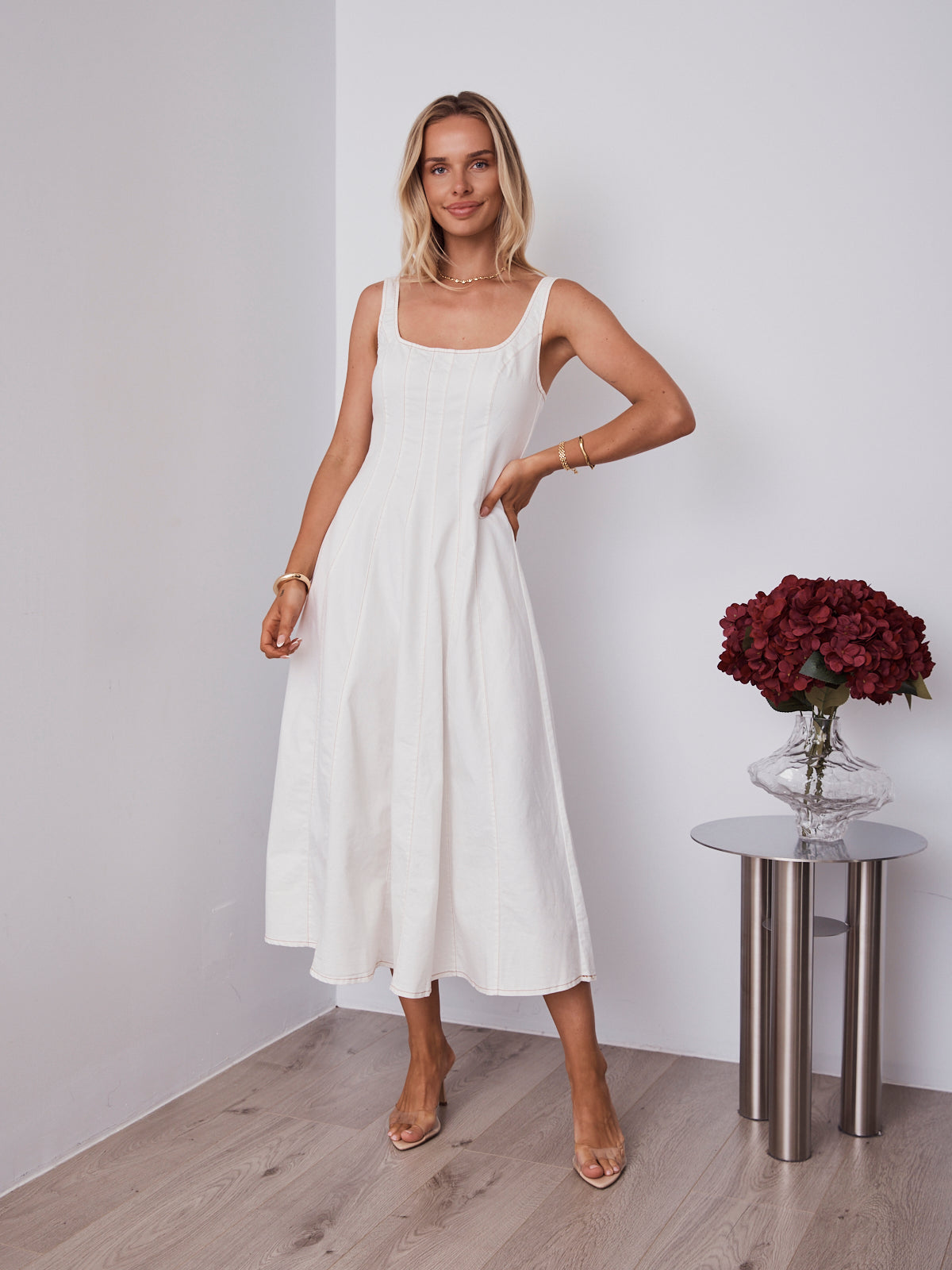 EVE DENIM DRESS - WHITE